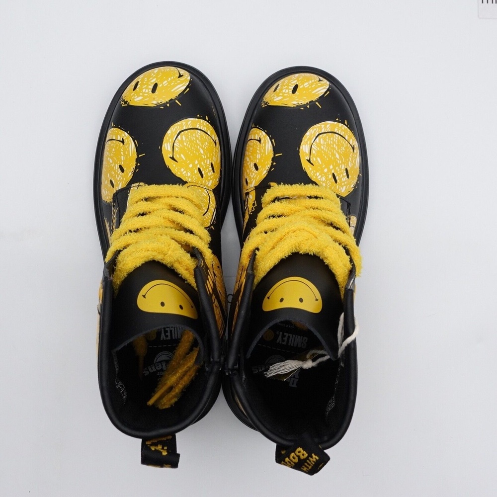 NEW Dr. Martens Smiley 1460 Leather Lace Up Side Zip Boots - Picture 6 of 9
